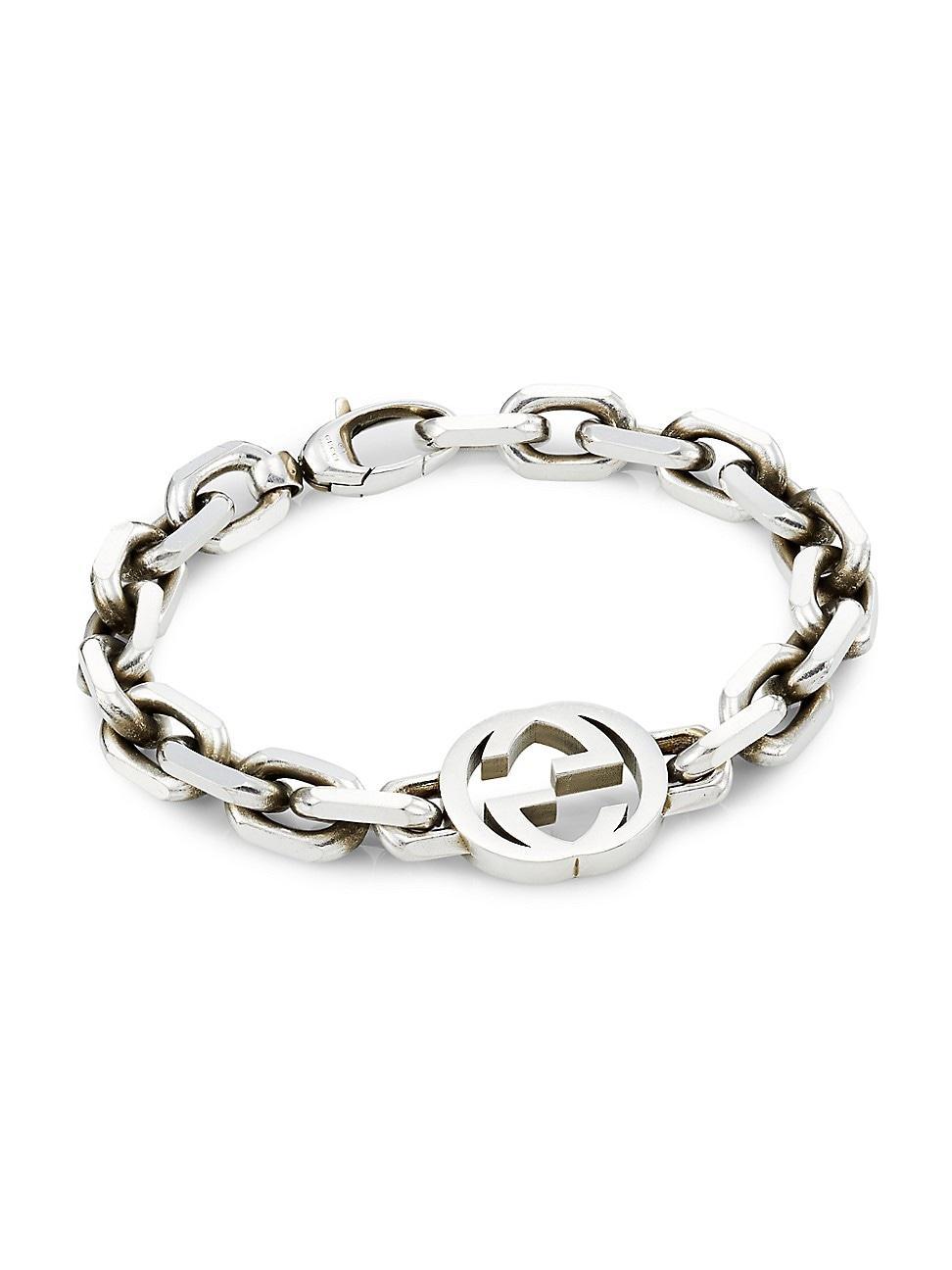 Gucci Men's Sterling Silver Interlocking G Link Bracelet - Size: 7IN - SILVER Product Image