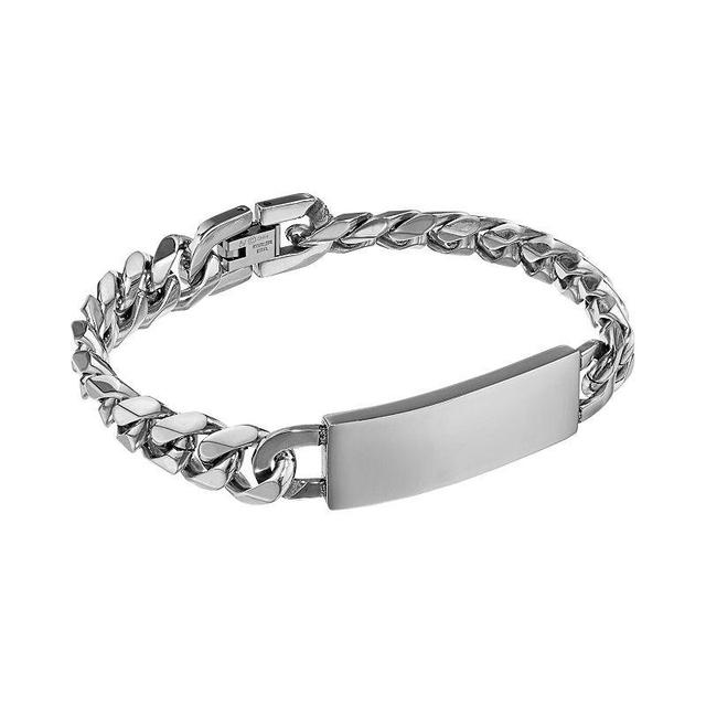 LYNX Stainless Steel Curb Chain ID Bracelet - Men, Mens Grey Product Image