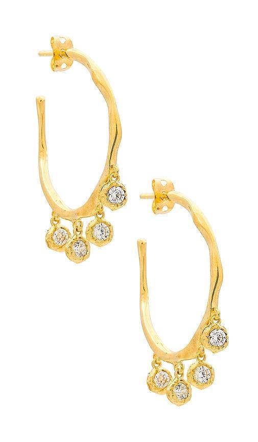 Dangling Stone Wave Hoop Earrings Product Image