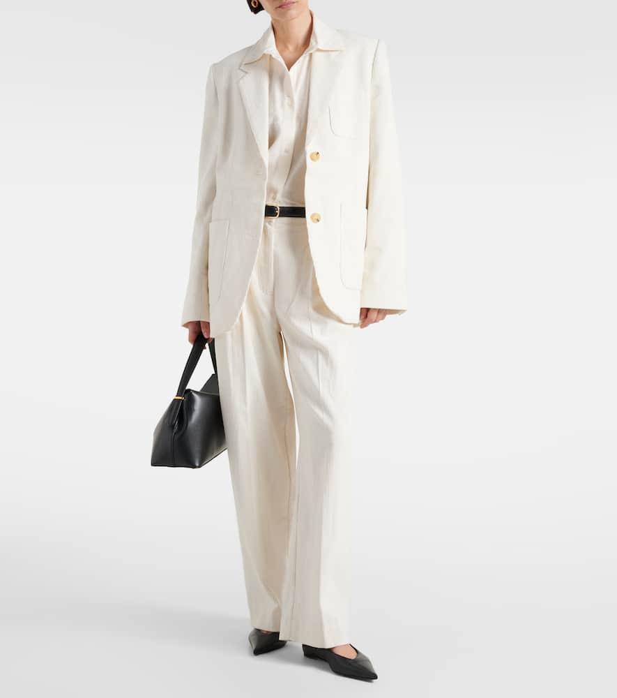 TOTÊME High-rise Silk And Cotton Wide-leg Pants In White Product Image