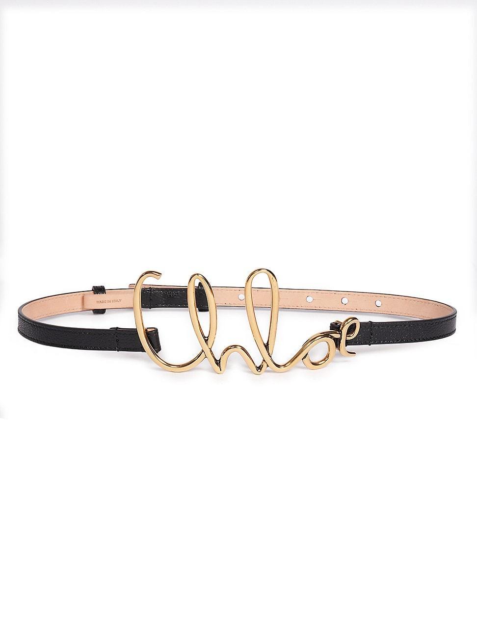 Womens Cursive Logo Leather Belt Product Image