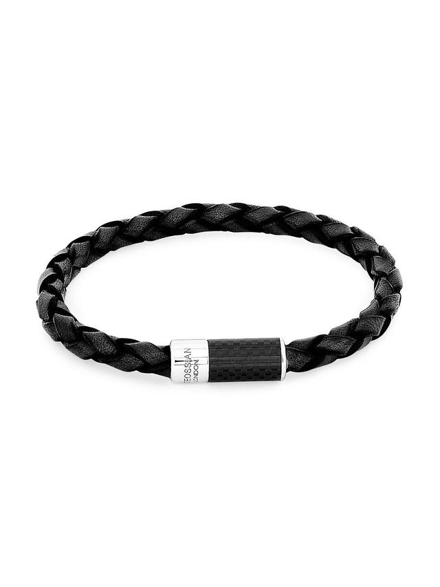 Mens Carbon Pop Braided Leather Bracelet Product Image