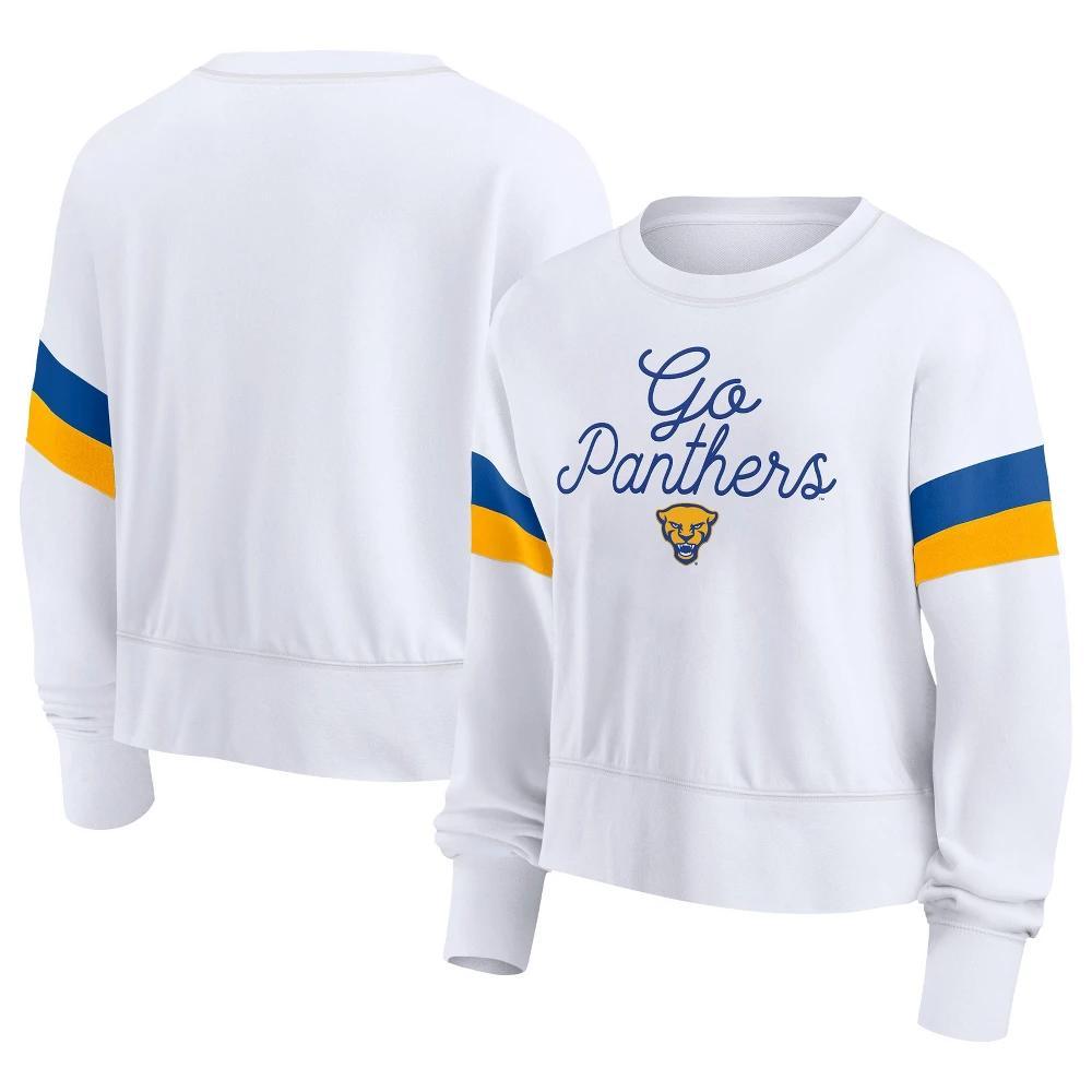 NCAA Pitt Panthers Womens White Terry Crew Neck Sweatshirt Product Image