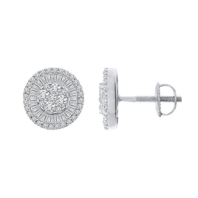 Irena Park 10k White Gold 1 Carat T.W. Diamond Round Stud Earrings, Womens Product Image