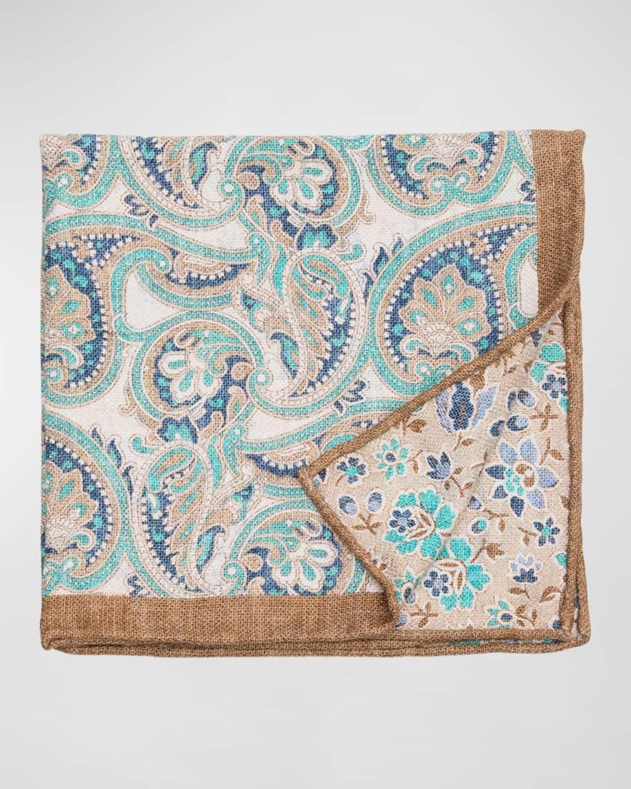 Men's Paisley-Floral Silk Pocket Square Product Image