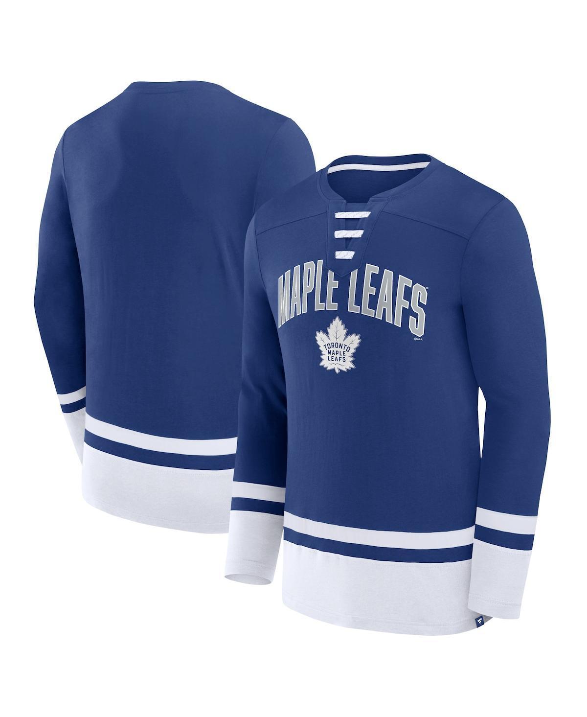 Mens Fanatics Blue Toronto Maple Leafs Back Pass Lace-Up Long Sleeve T-shirt Product Image