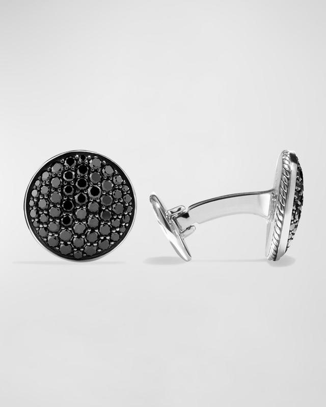 Mens Streamline Cufflinks with Diamonds in Silver, 16.7mm Product Image