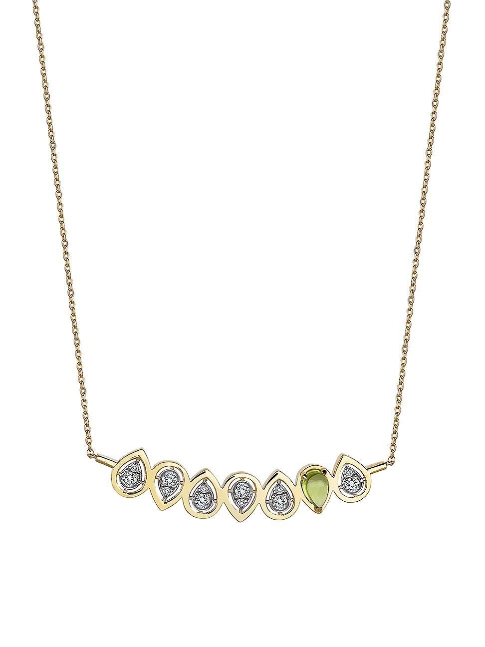 Womens Focus 14K Gold, Diamond & Peridot Pendant Necklace Product Image