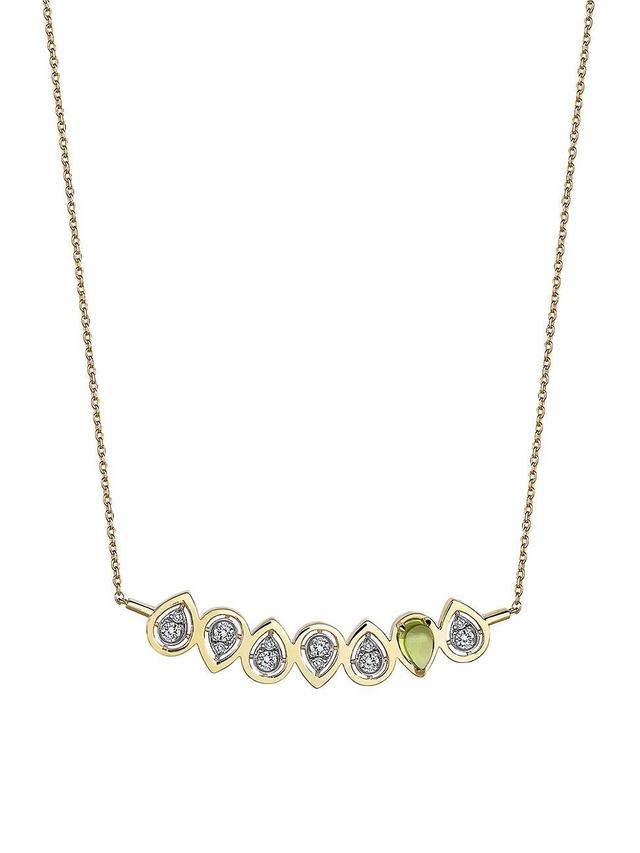 Womens Focus 14K Gold, Diamond & Peridot Pendant Necklace Product Image