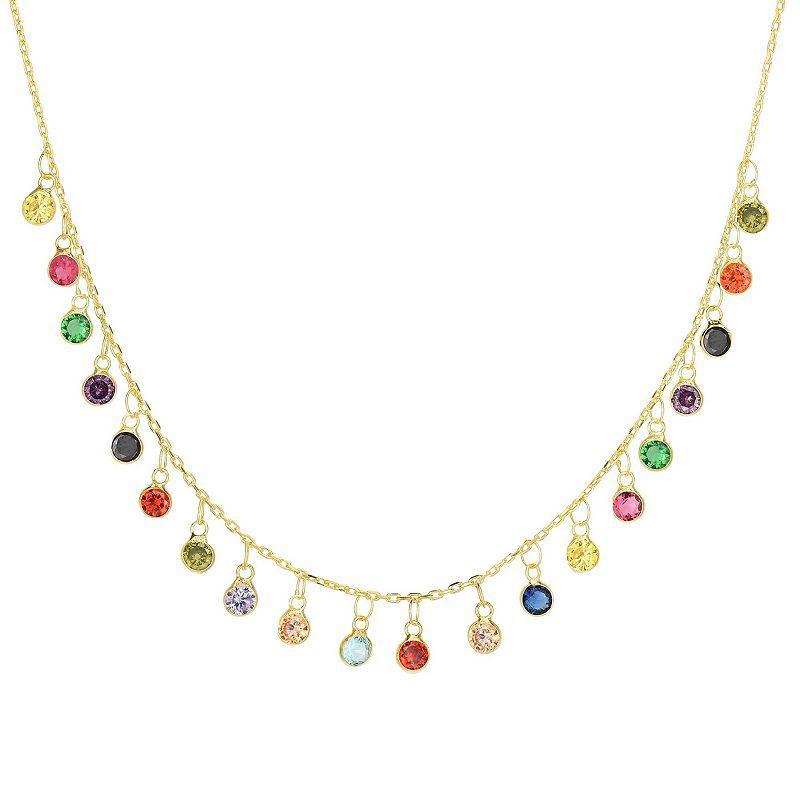 Sunkissed Sterling Cubic Zirconia Charm Necklace, Womens Multicolor Product Image