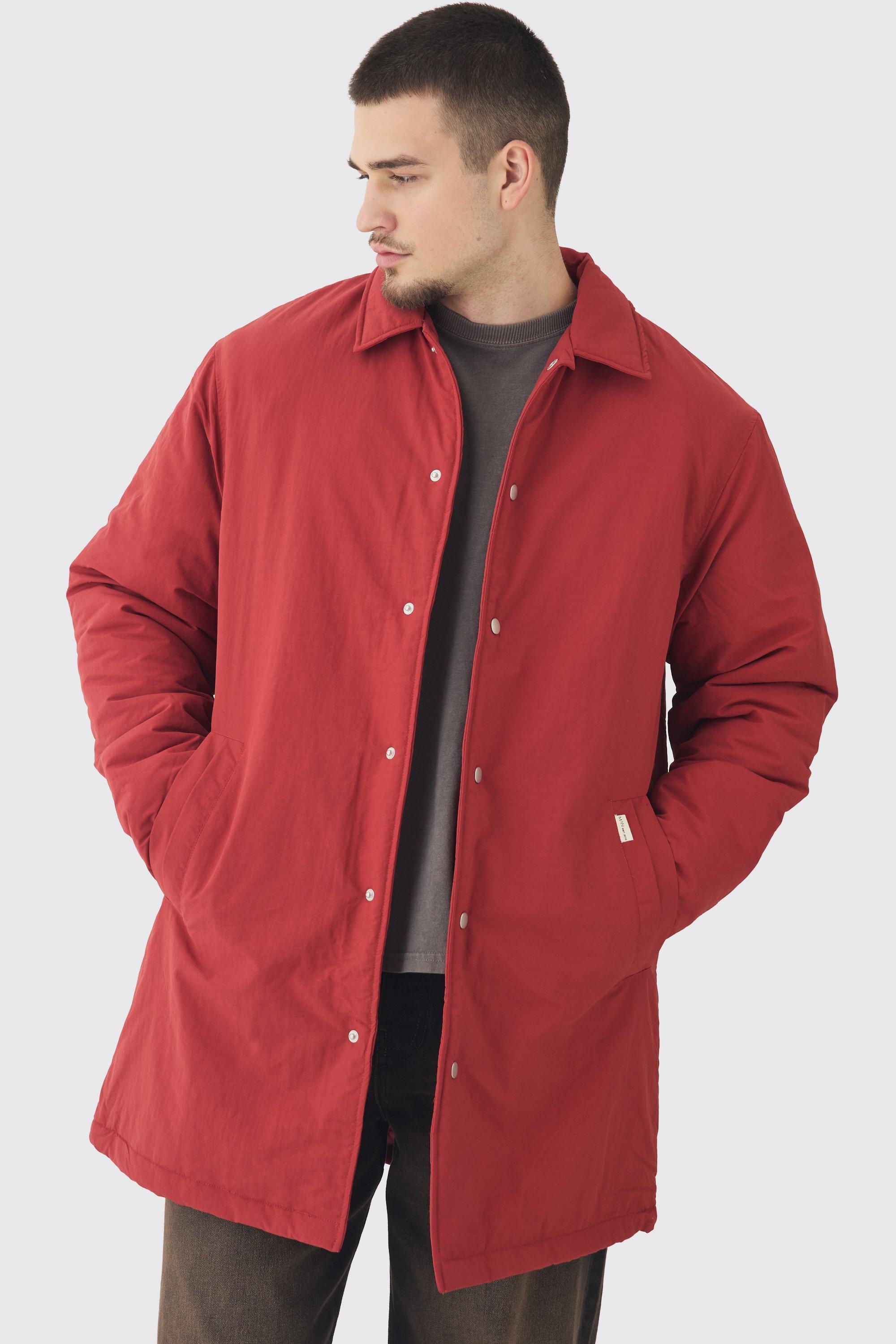 Tall Man Tab Crinkle Longline Raincoat In Rust | boohooMAN USA product image