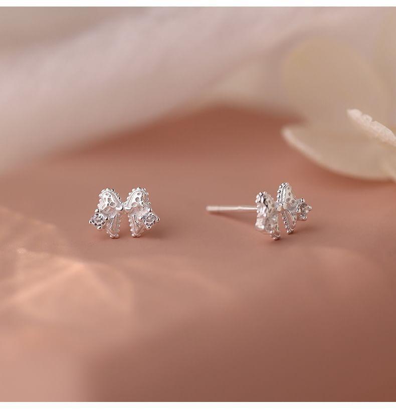 925 Sterling Silver Bow Stud Earring Product Image