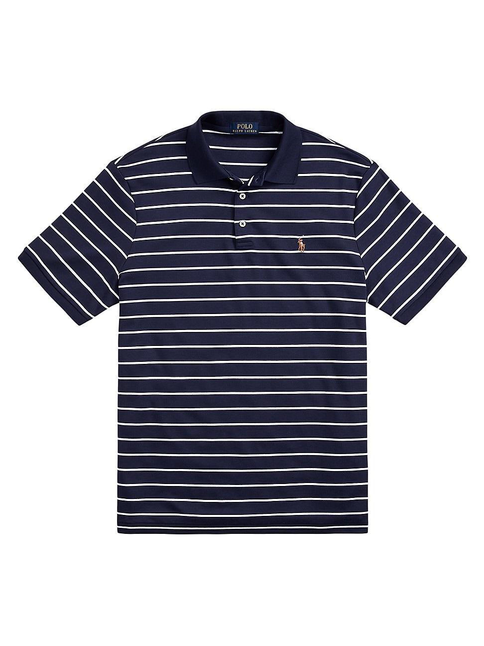 Men's Classic-fit Soft Cotton Polo Shirt In Carmel Pink,light Navy Product Image