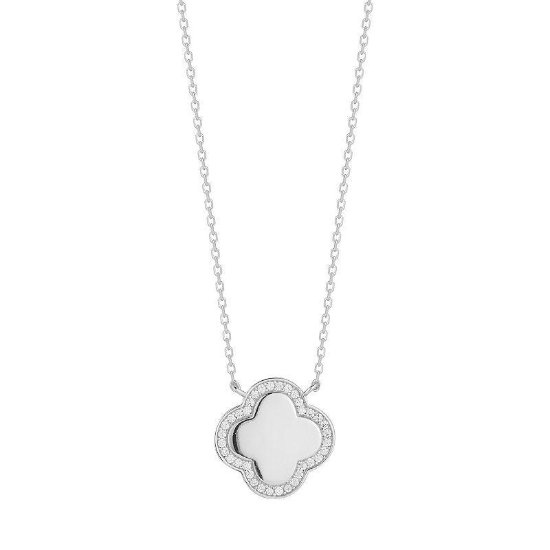 Sunkissed Sterling Cubic Zirconia Halo Clover Necklace, Womens, Silver Tone Product Image