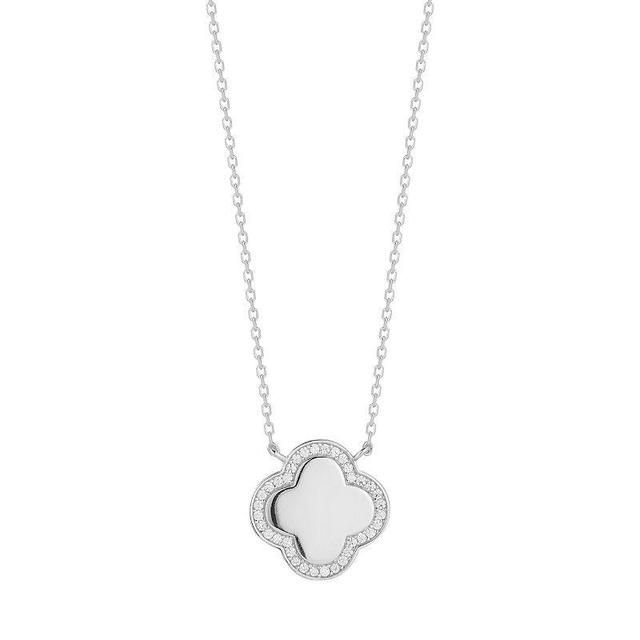 Sunkissed Sterling Cubic Zirconia Halo Clover Necklace, Womens, Silver Tone Product Image