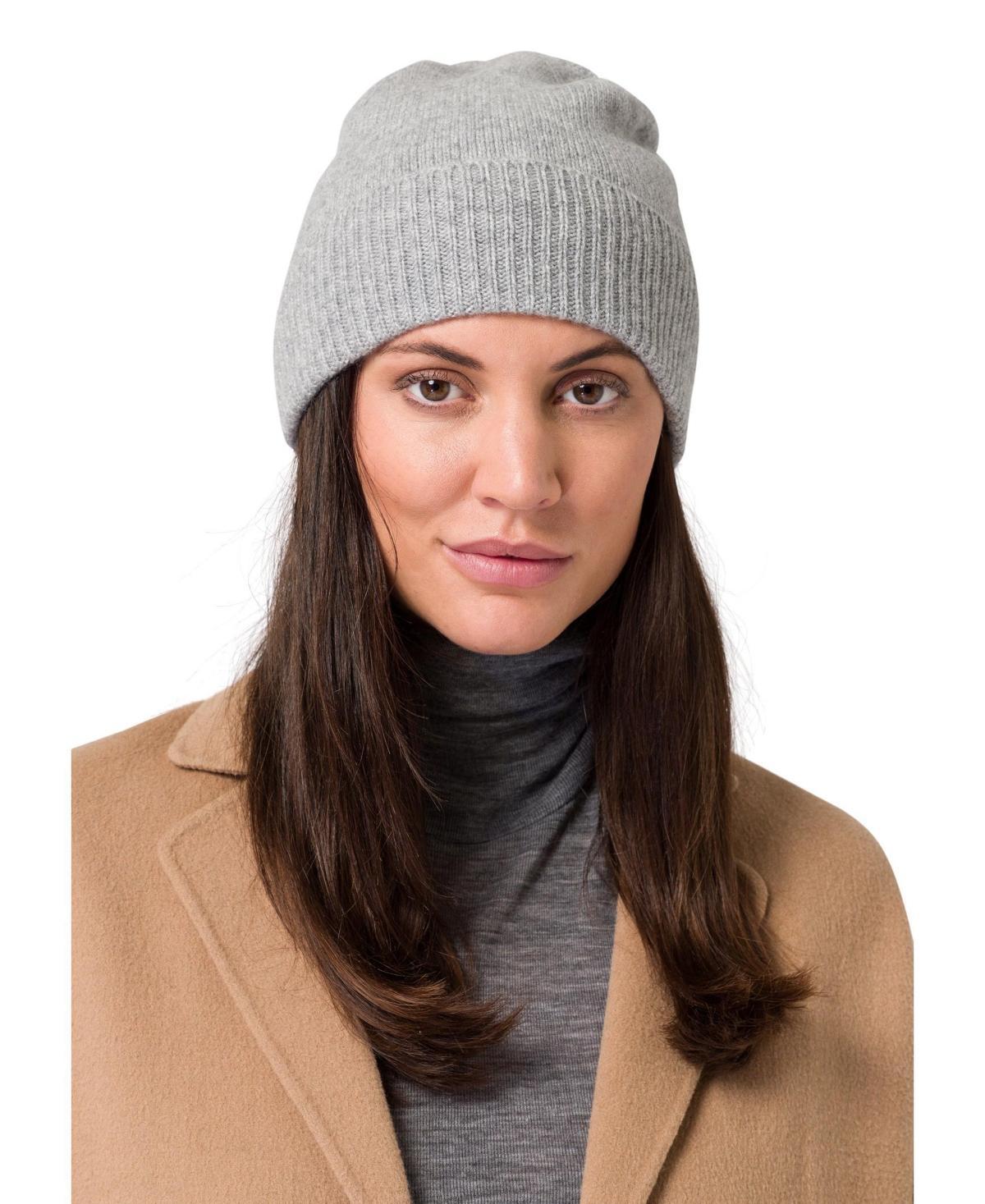 Style Republic 100% Pure Cashmere Womens Ribbed Cuff Beanie Product Image