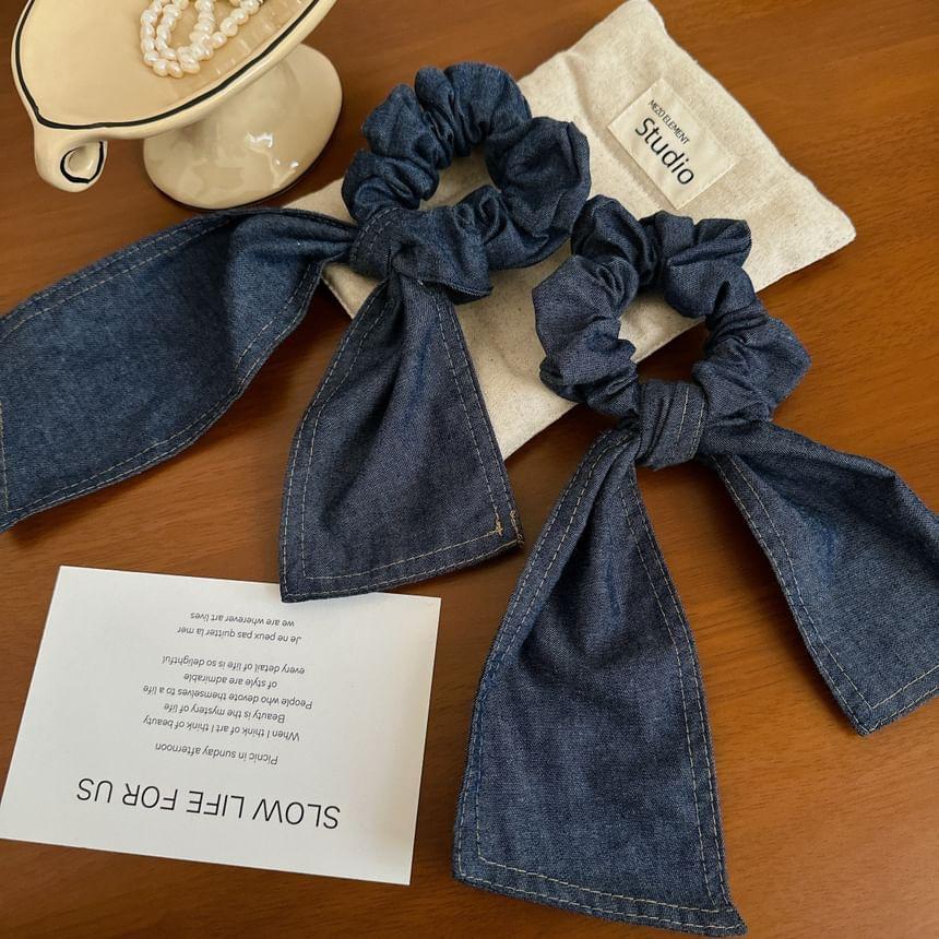 Denim Ribbon Scrunchie Product Image