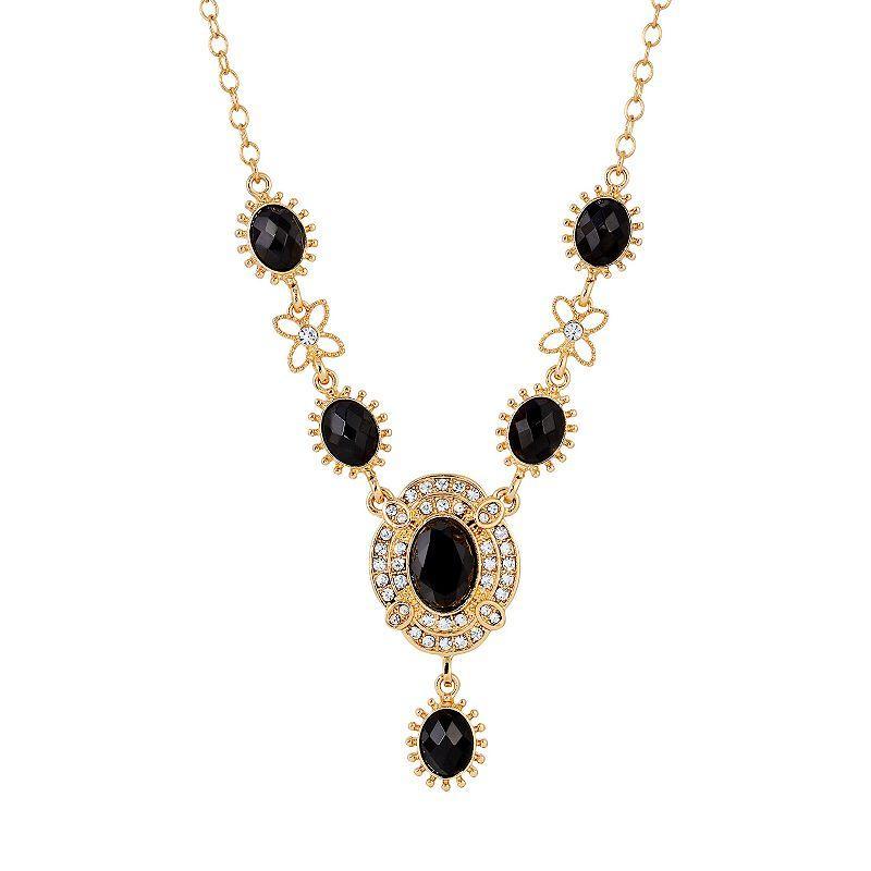 1928 Gold Tone Simulated Crystal Necklace, Womens, Orange Product Image