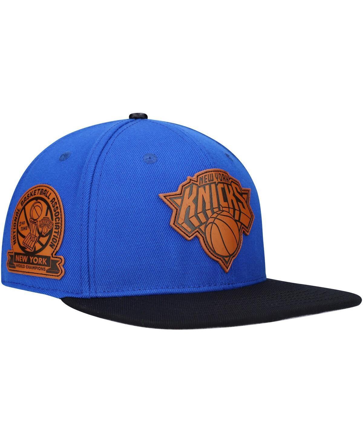 Mens Pro Standard Blue New York Knicks Heritage Leather Patch Snapback Hat - Blue Product Image