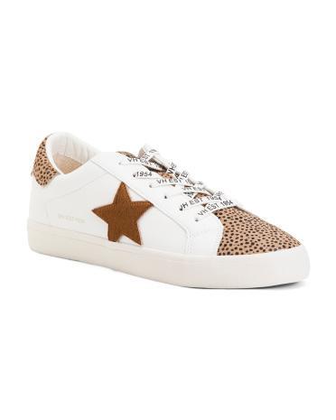 Leather Merly Animal Print Haircalf Detail Sneakers for Women | Leather/Man-Made Sole Product Image