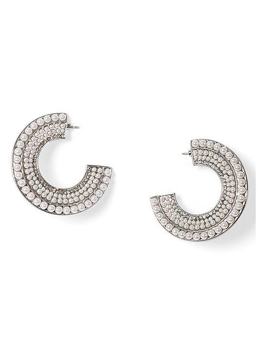 Pearl Half Hoop Earrings Product Image