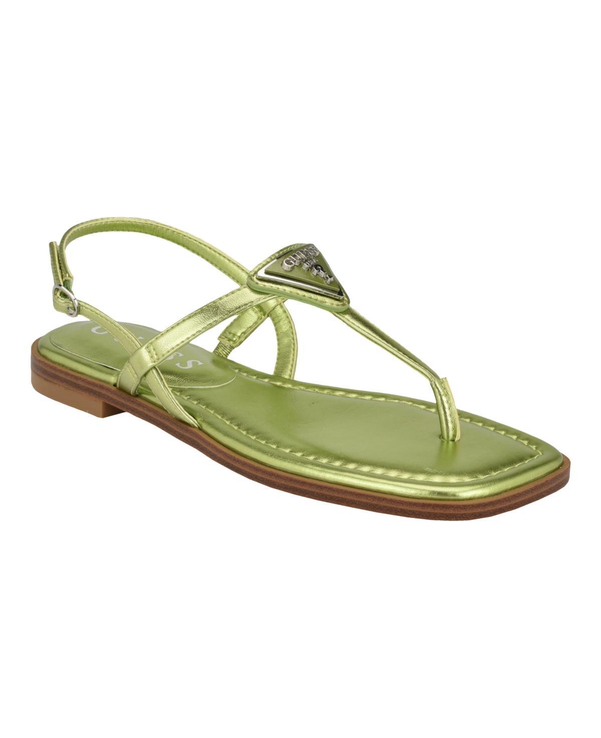 Guess Rainey Logo Embellish Patent Flat Thong Sandals Product Image