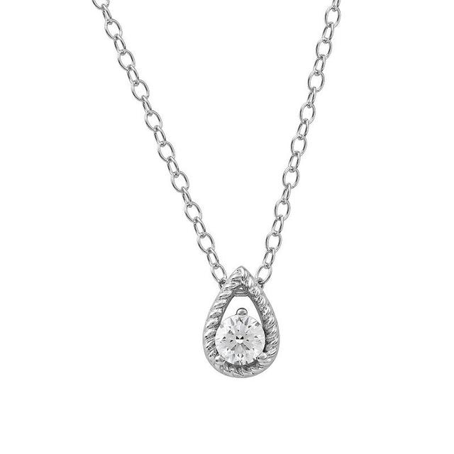 DeCouer 1/5 Carat T.W. Diamond Solitaire Teardrop Pendant Necklace, Womens Silver Tone Product Image