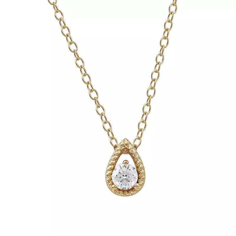 DeCouer 1/5 Carat T.W. Diamond Solitaire Teardrop Pendant Necklace, Womens Rose Gold Tone Product Image