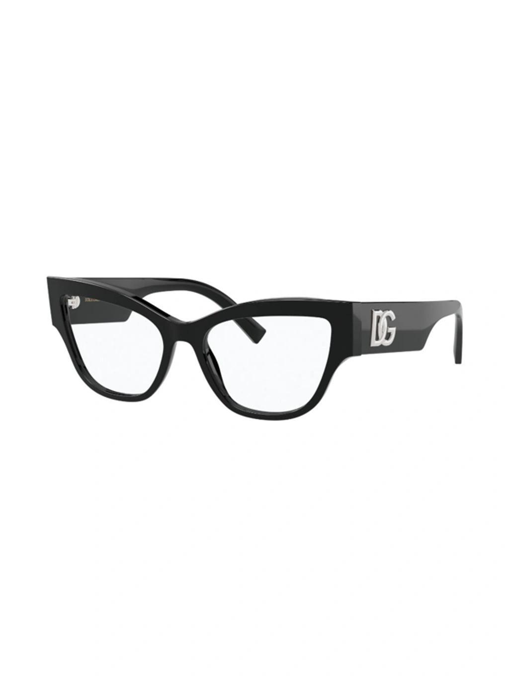 Cat Eye-frame Logo-lettering Glasses In Schwarz Product Image