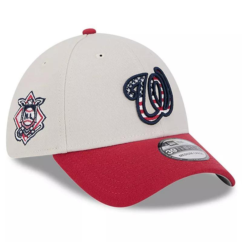 Mens New Era Khaki/Red Washington Nationals 2024 Fourth of July 39THIRTY Flex Hat Product Image