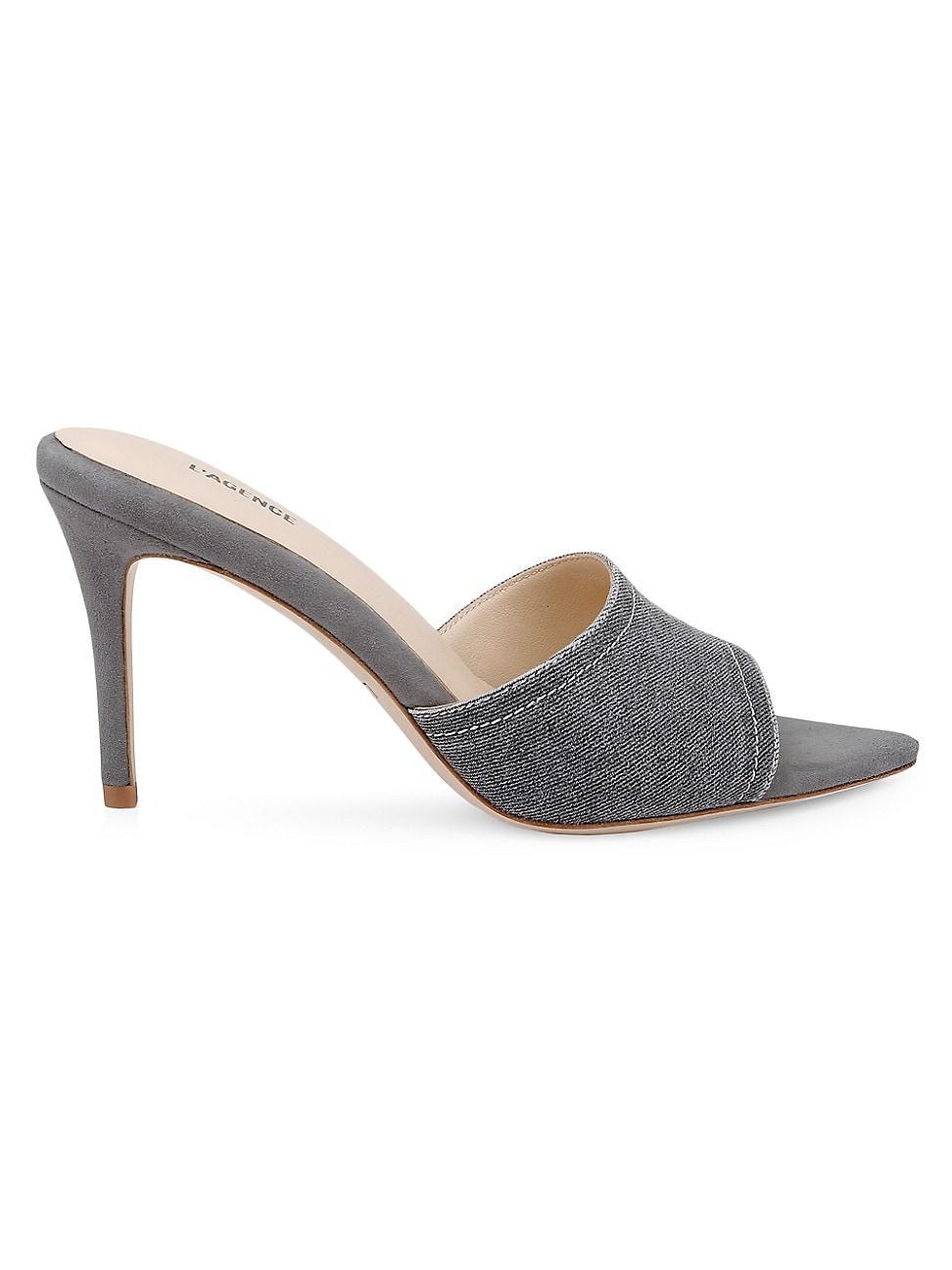 Womens Lolita V Denim & Suede Heeled Mules Product Image