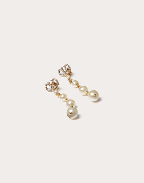 VLOGO SIGNATURE EARRINGS IN METAL, SWAROVSKI®  CRYSTALS AND PEARLS  Product Image