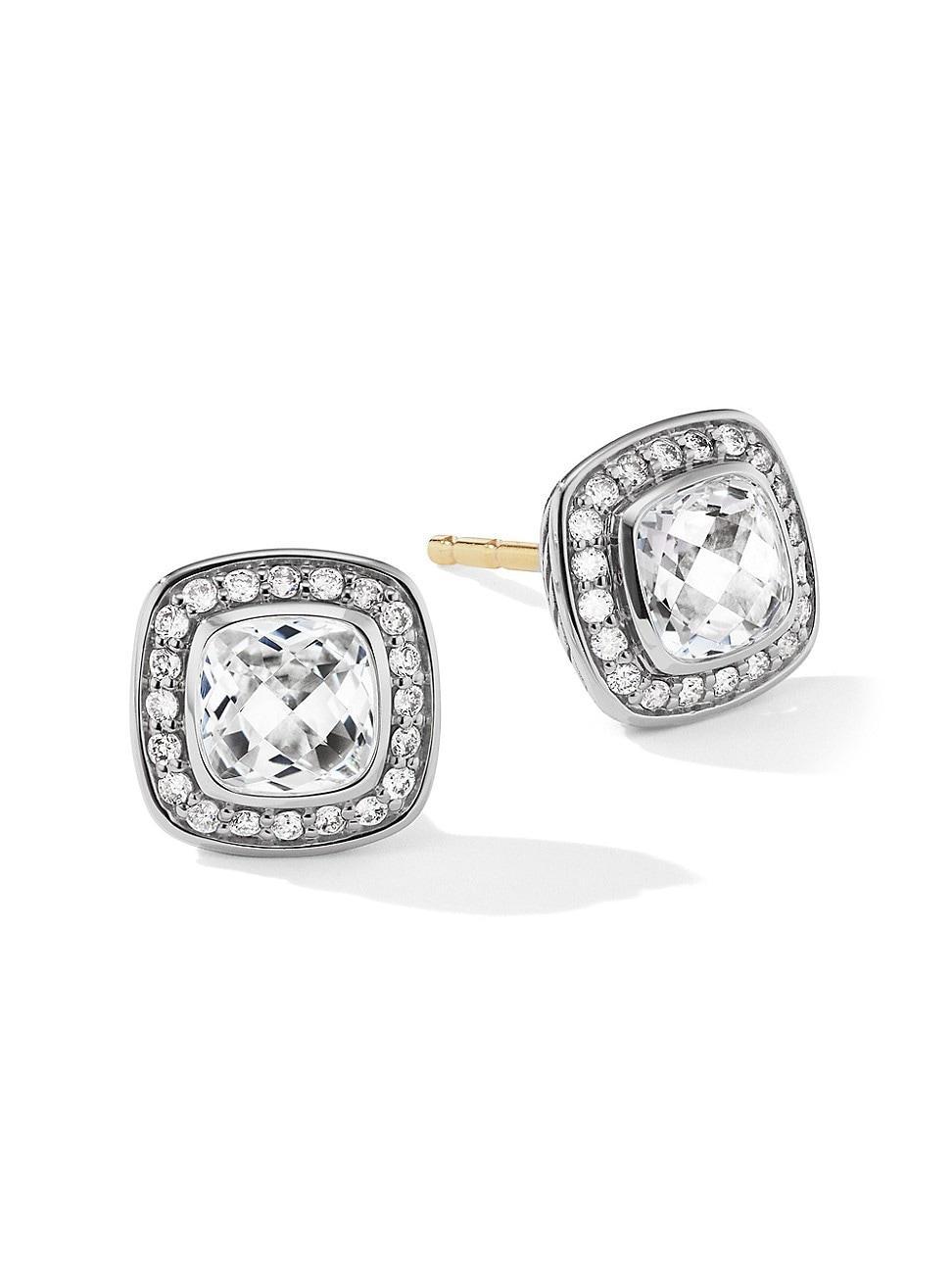 Womens Petite Albion Stud Earrings With Gemstone & Pav Diamonds Product Image