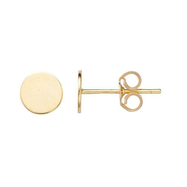 14k Yellow Gold Round Stud Earrings, Womens, 14k Gold Product Image