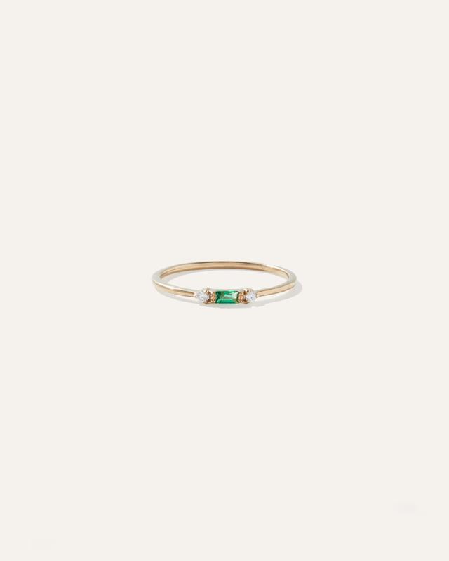 14k Gold Baguette Gemstone with Diamonds Ring Product Image