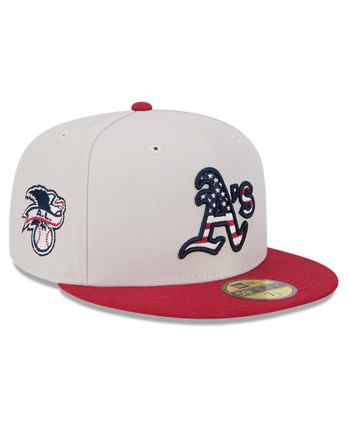 Mens New Era Khaki/Red Oakland Athletics 2024 Fourth of July 59FIFTY Fitted Hat Product Image