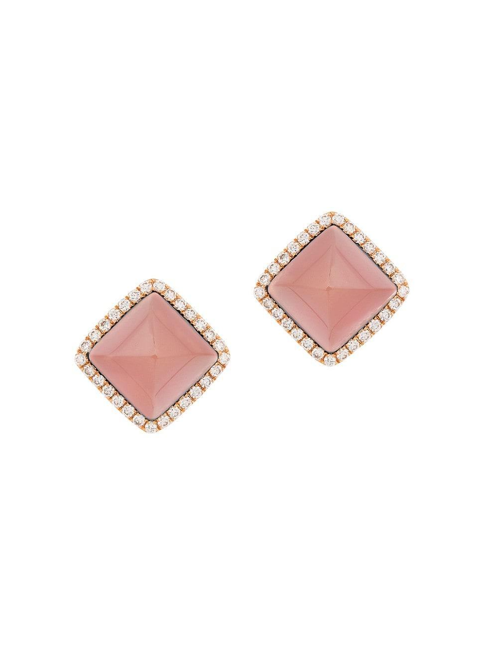 Womens Cleo By Marli 18K Rose Gold, Pink Opal, & Diamond Stud Earrings Product Image