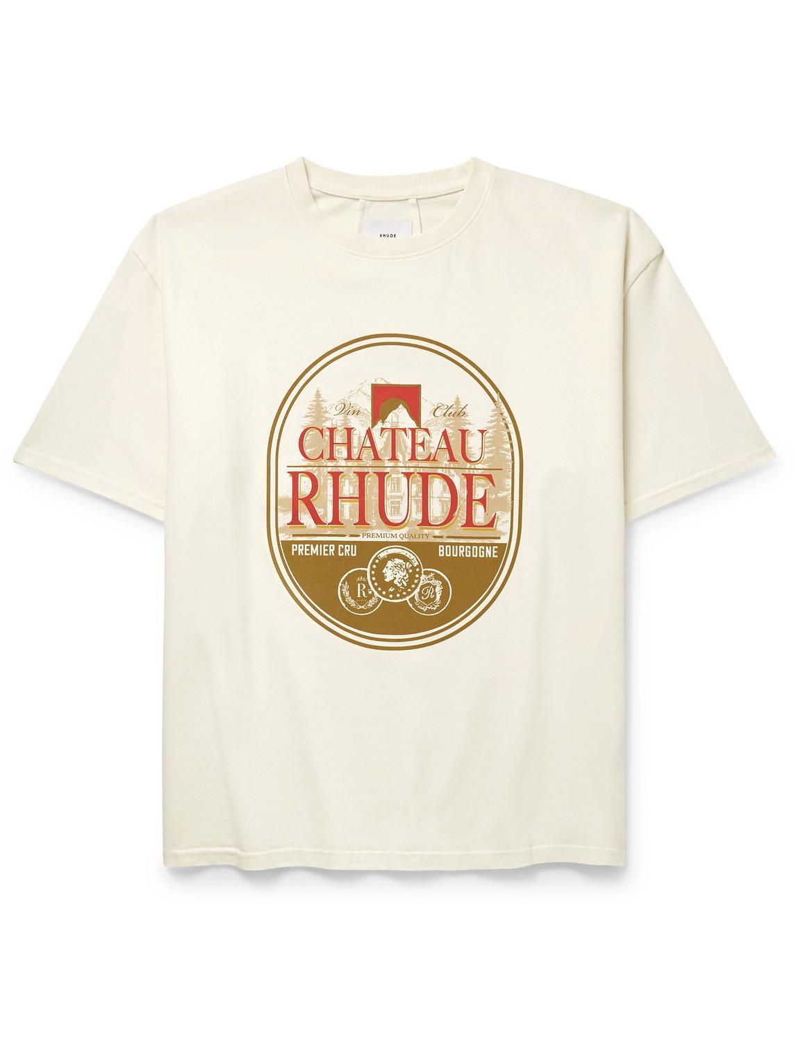 RHUDE Premier Cru Printed Cotton T-shirt In White Product Image