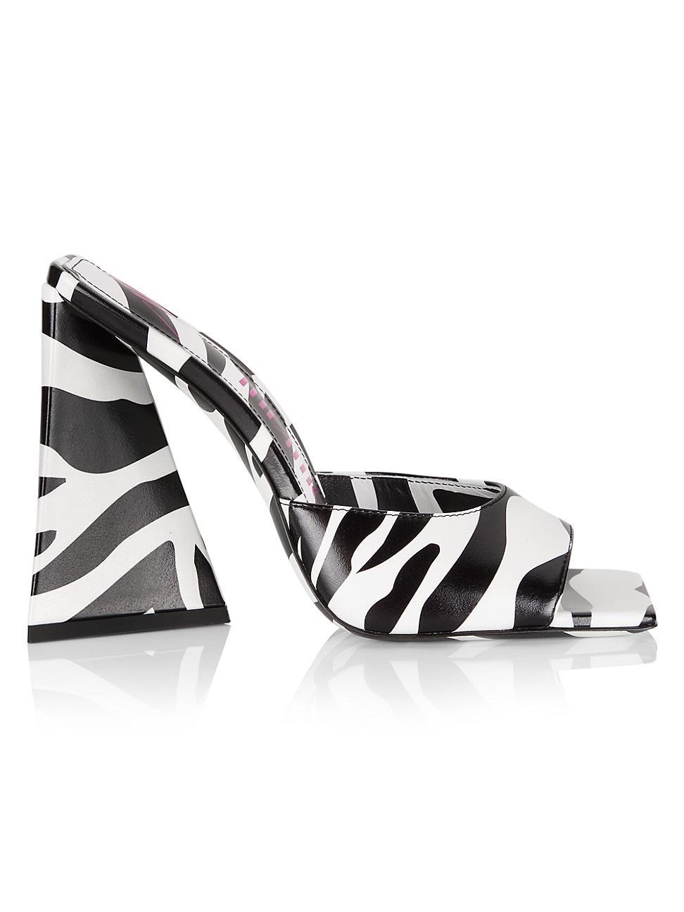 Womens Devon 115MM Zebra-Print Leather Mules Product Image