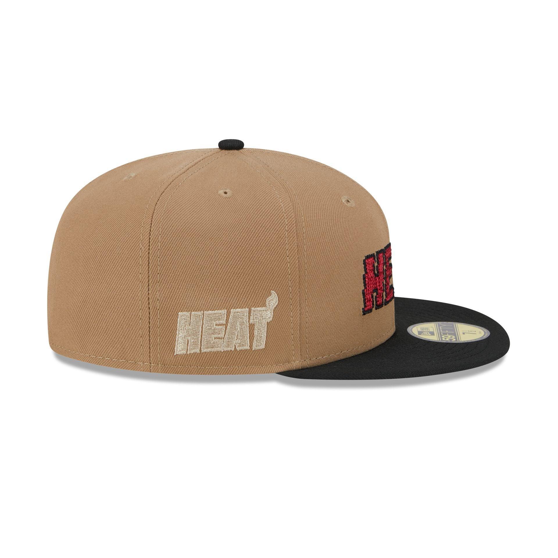 Miami Heat Classic 8-Bit Wordmark 59FIFTY Fitted Hat Male Product Image