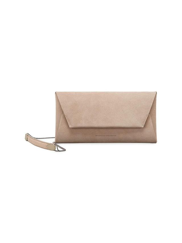 Womens Suede Envelope Bag with Precious Chain Product Image