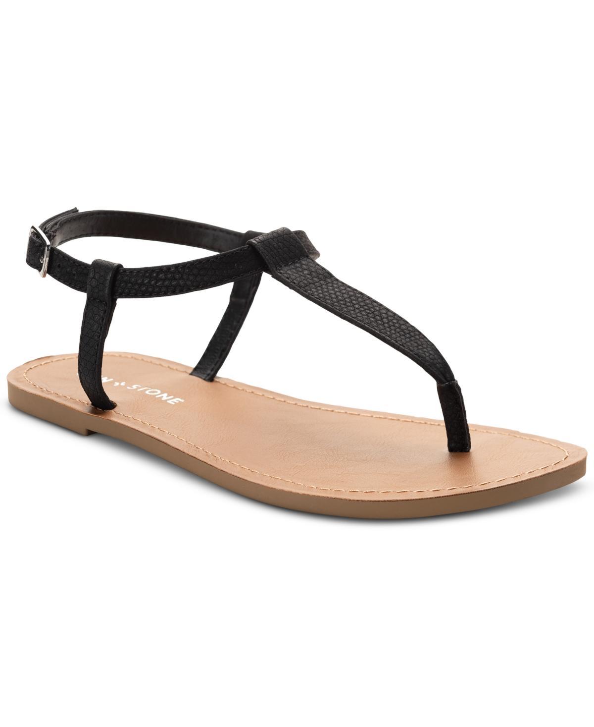 Sun + Stone Krisleyy T-Strap Slingback Flat Sandals, Created for Macys Product Image