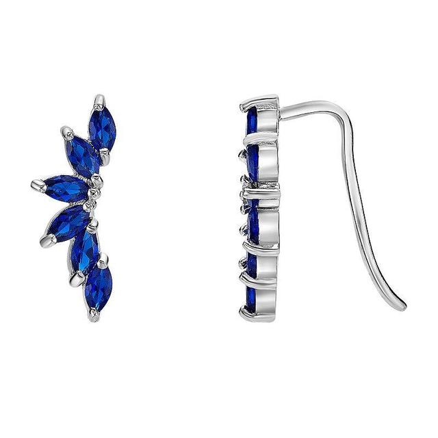 Gemminded Sterling Silver Lab-Created Sapphire Crawler Earrings, Womens, Blue Product Image