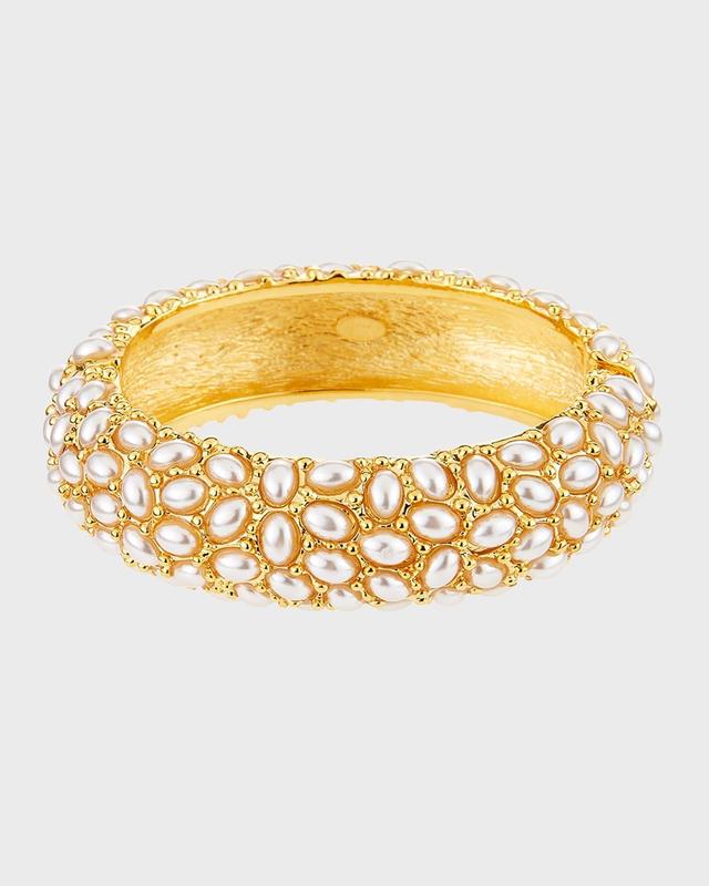 Womens Goldtone Faux Pearl Bangle Bracelet Product Image