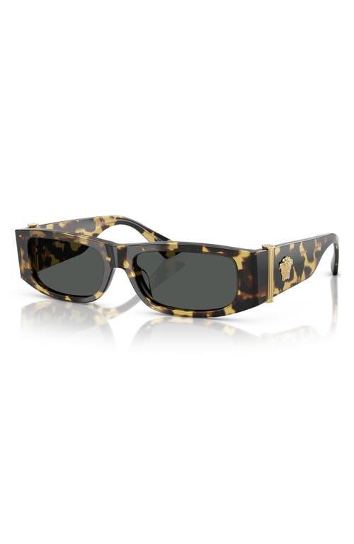 VERSACE 55mm Rectangular Sunglasses In Havana Product Image