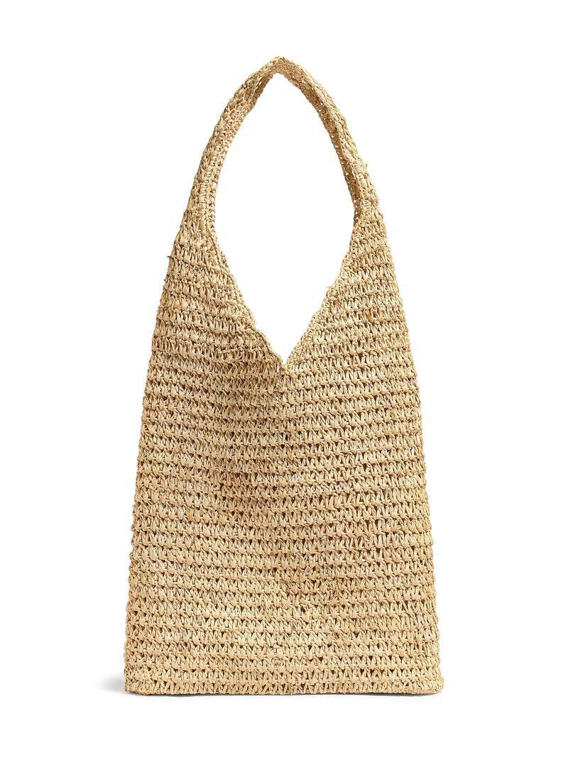 Raffia Crochet Hobo Tote - Natural Product Image