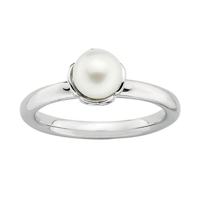 Stacks & Stones Sterling Silver Freshwater Cultured Pearl Stack Ring, Womens White Product Image