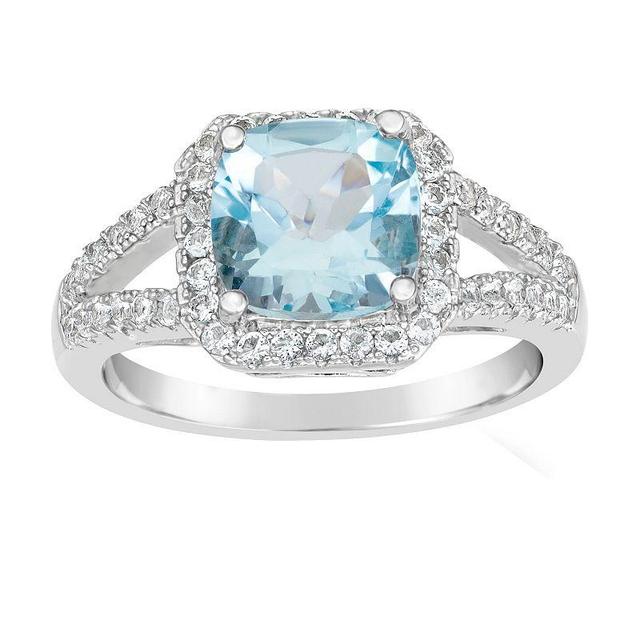 Sterling Silver Blue & White Topaz Split Band Ring, Womens Product Image