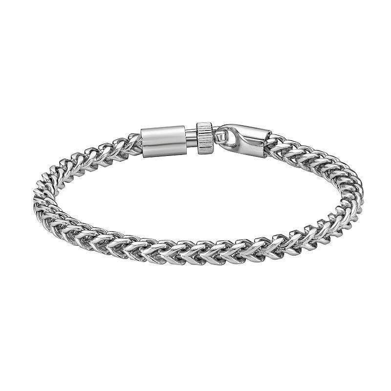 LYNX Mens Stainless Steel Foxtail Chain Bracelet White Product Image