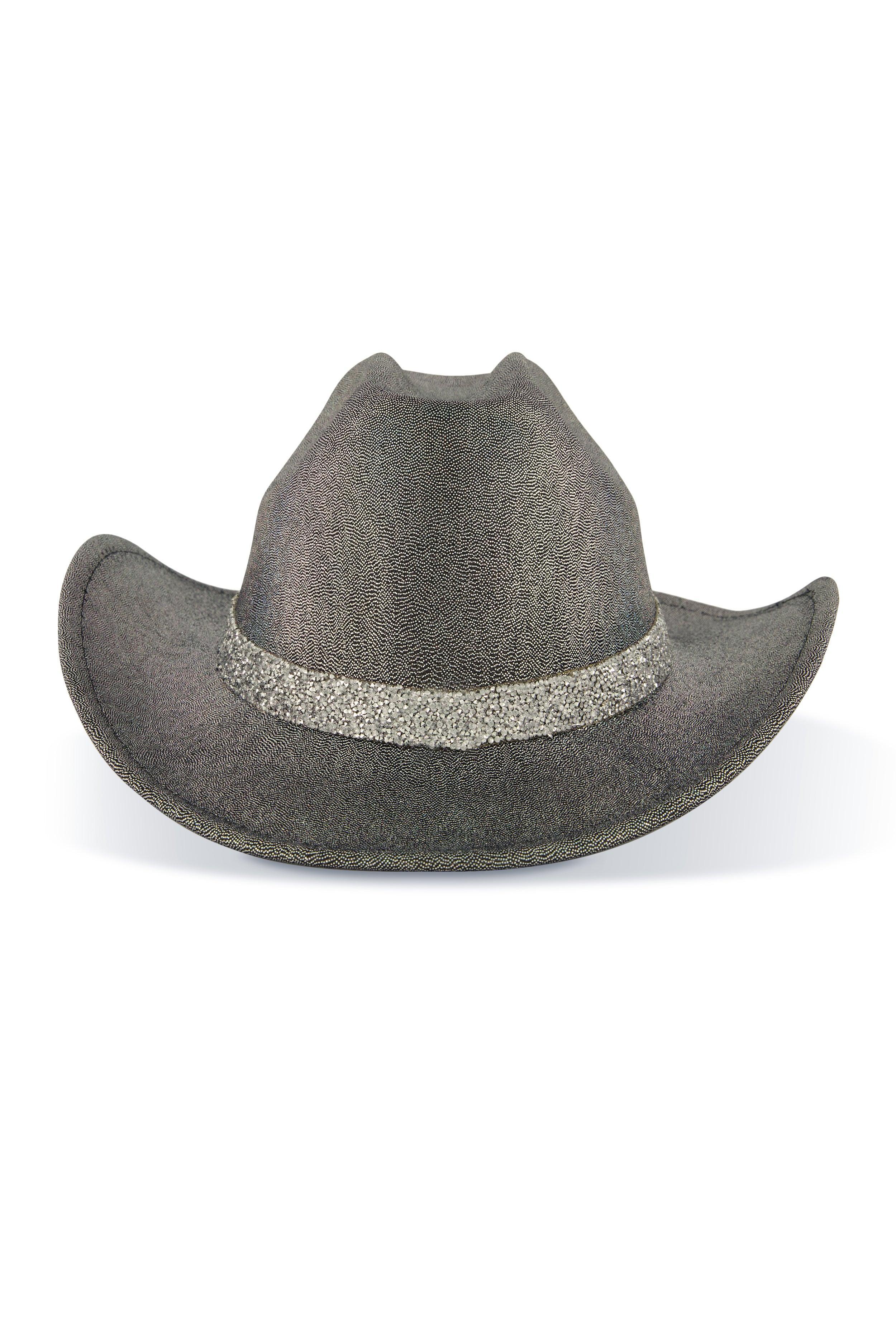 Iridescent Foil Studded Strap Cowboy Hat Female Product Image